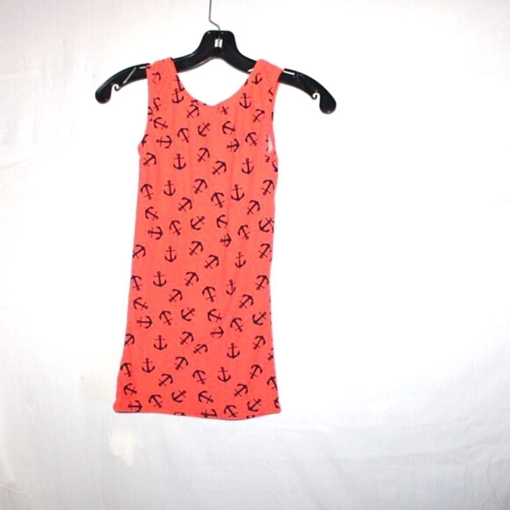 Rue 21 Women's Nautical Anchor Print Tank Top XS – Coral & Black, Stretch Knit - Picture 7 of 7